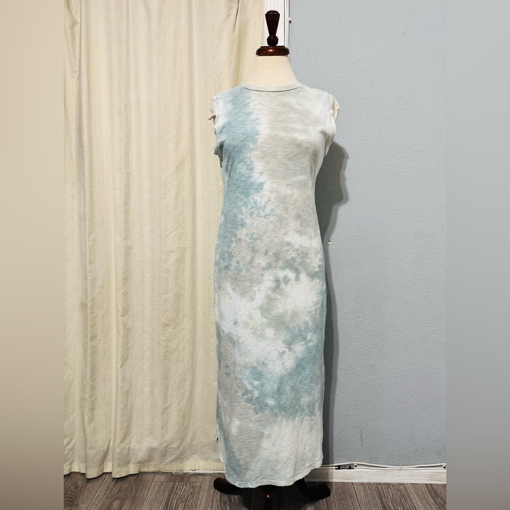 Universal Thread Women Blue & White Tie-Dye Sleeveless Maxi 100% Cotton Dress S